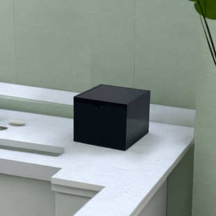 亚克力翻盖式 桌面收纳盒 防尘棉签卸妆棉收纳盒轻奢欧式