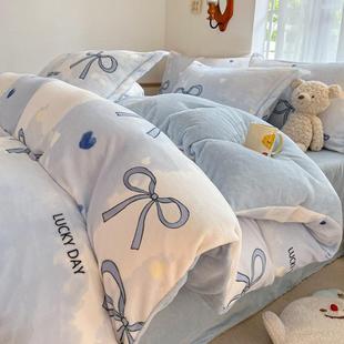 冬季 双面牛奶珊瑚绒被套单件150x200x230单独加绒法兰绒床单被罩4