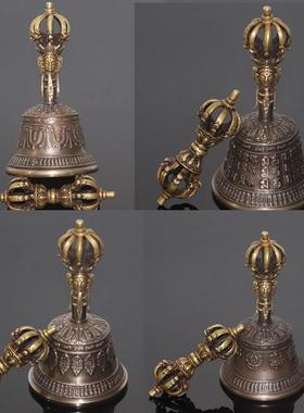尼泊尔金刚铃西藏九股法器摇铃声音清脆响铜法铃铛九股金刚铃杵