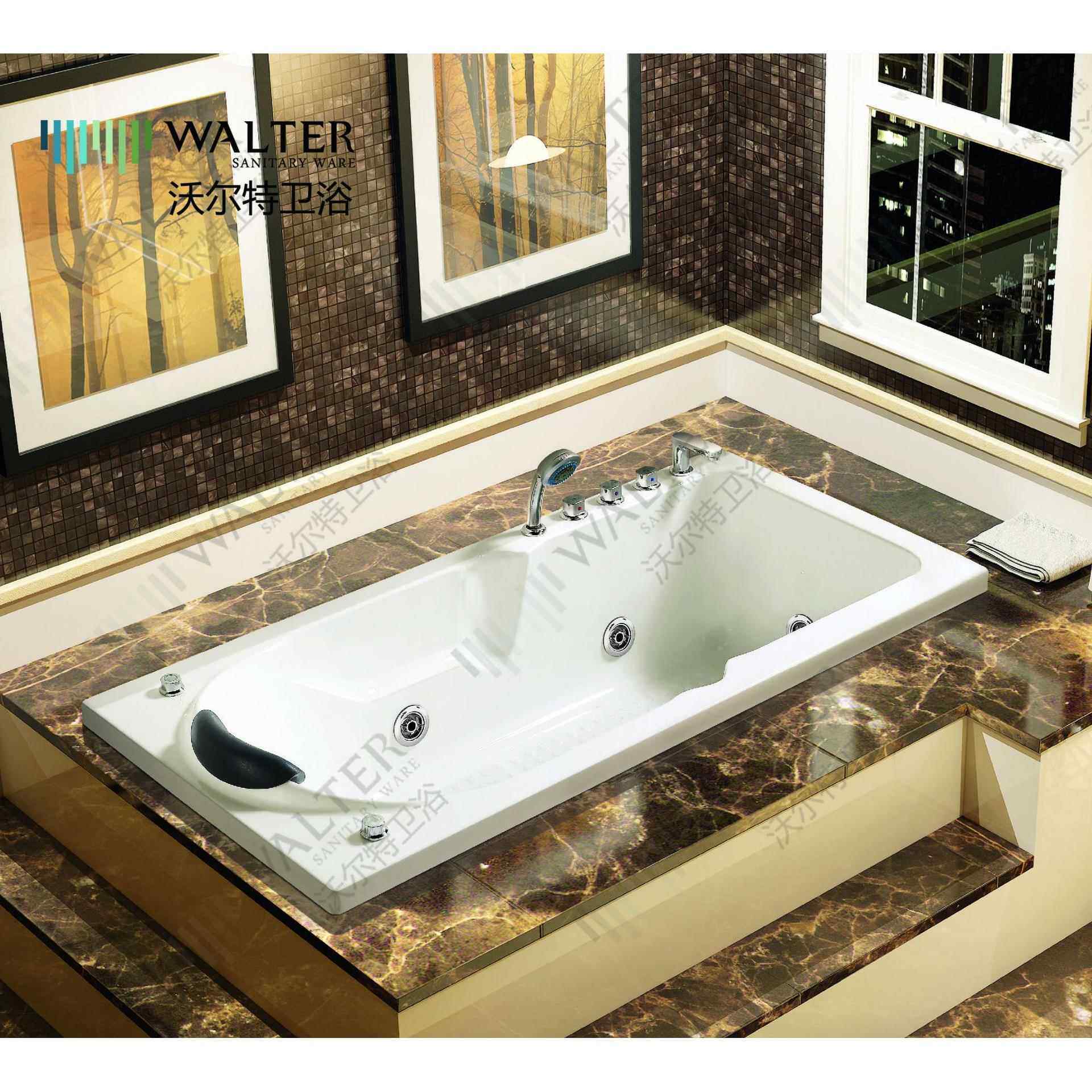 1.4米~1.7米豪华单人亚克力浴缸—嵌入式冲浪按摩缸 WB-281