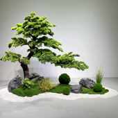 迎客松仿真树造景假树室内绿植景观大型罗汉松玄关楼梯口橱窗装 饰