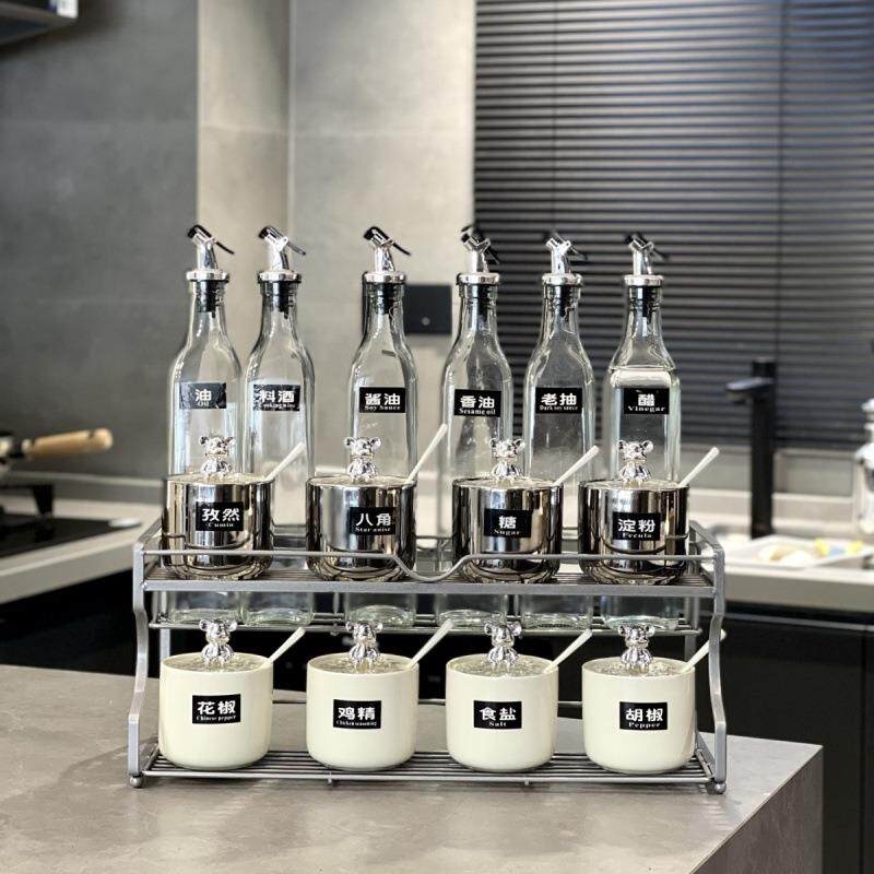 轻奢陶瓷调料盒酱油瓶组合套装厨房家用高端调味罐盐味精罐子