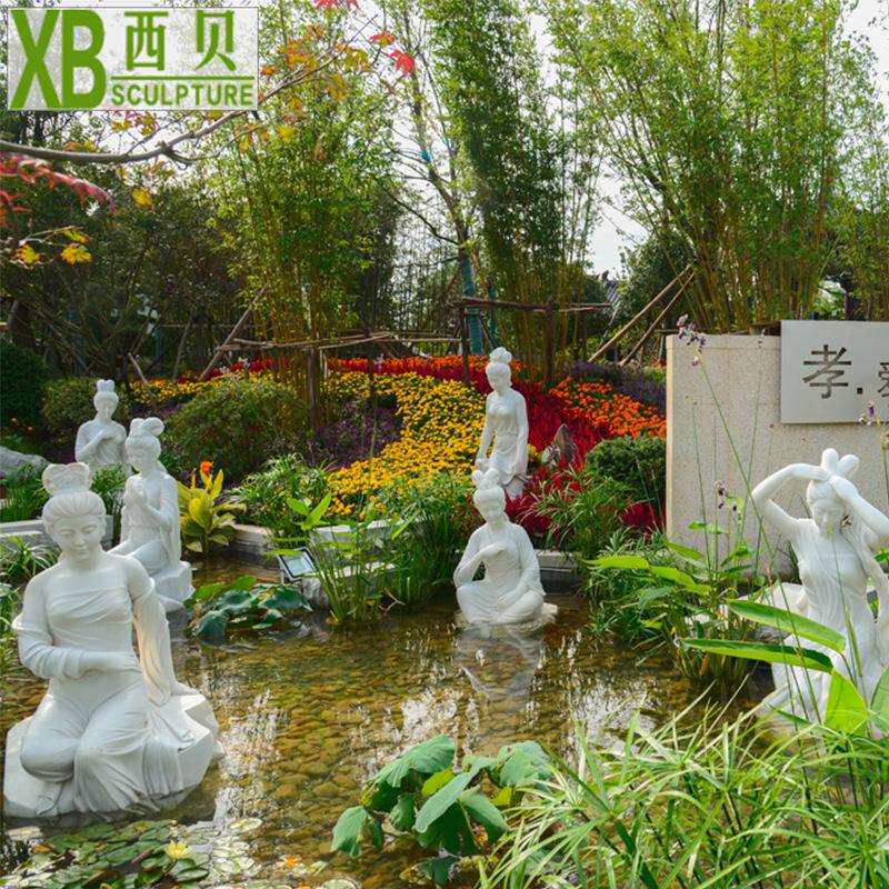 大型石雕槐花仙子摆件天然大理石古典美女九天玄女古代人物雕塑