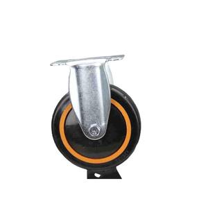 定制 中型橙色内芯黑色聚氨酯单轴刹车万向轮5寸工业脚轮 款