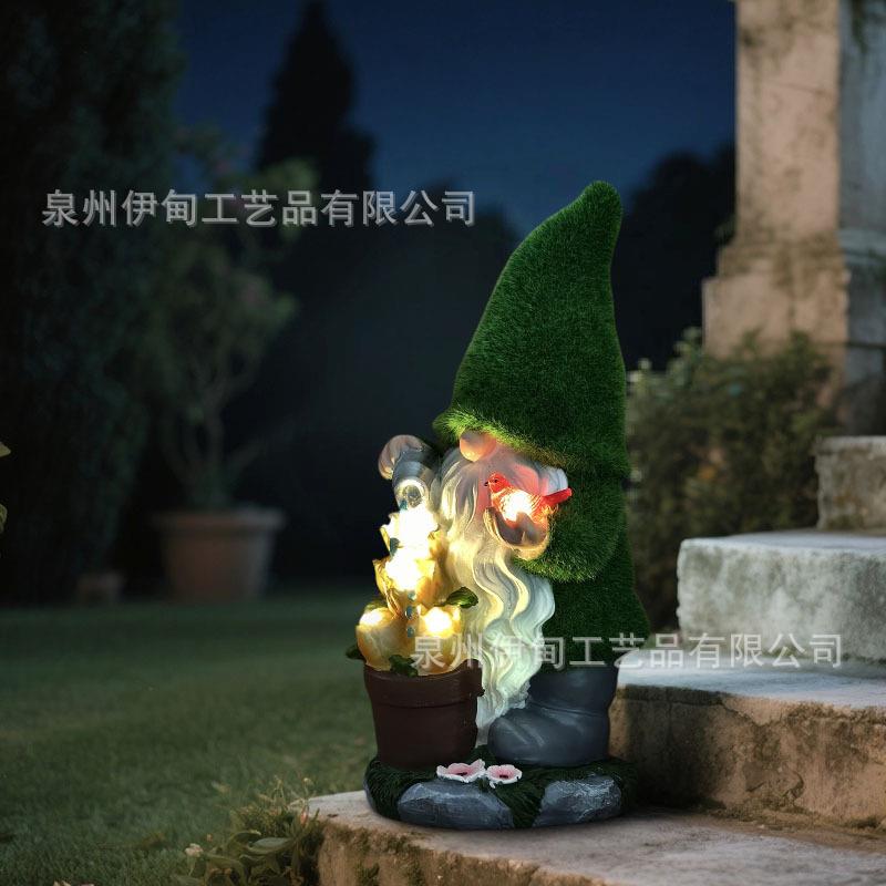 XT001户外绒太阳能灯花摆件小矮人工艺植树脂雕像庭品院侏园儒装