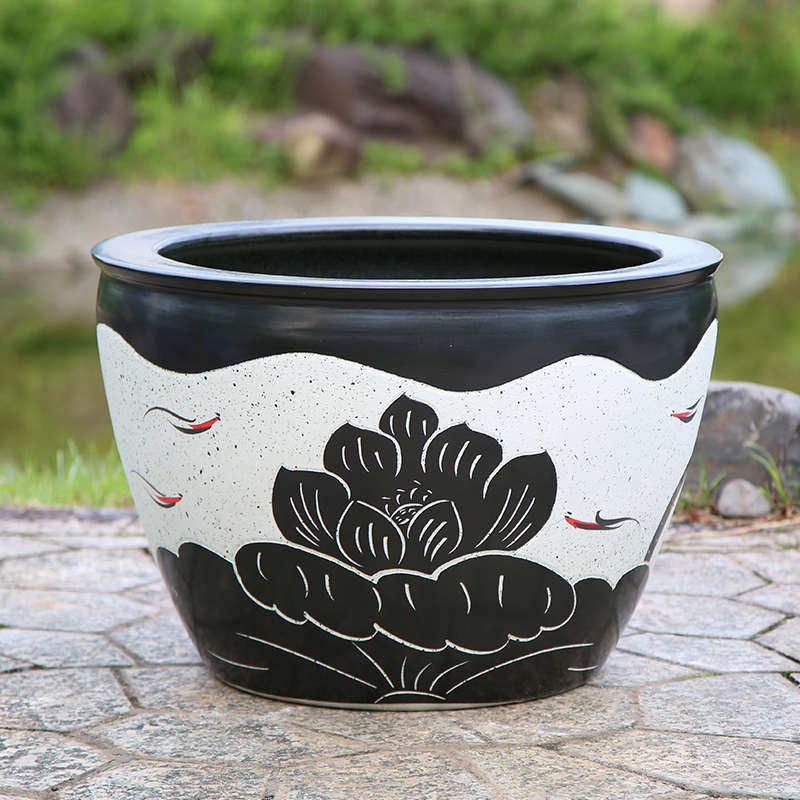 陶瓷鱼缸古法养庭院阳台造景荷花盆大型幼儿园观赏甲鱼缸老式水缸,宠物/宠物食品及用品,桌面缸,淘宝优惠券,粉丝福利购,淘宝优惠卷