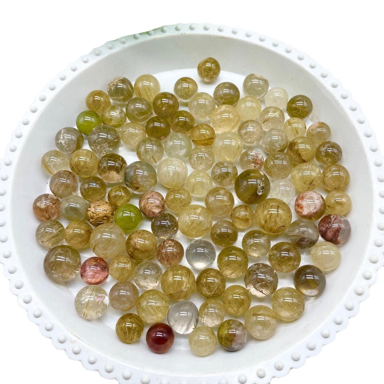厂家天然发金水晶小球水晶摆件工艺品水晶球
