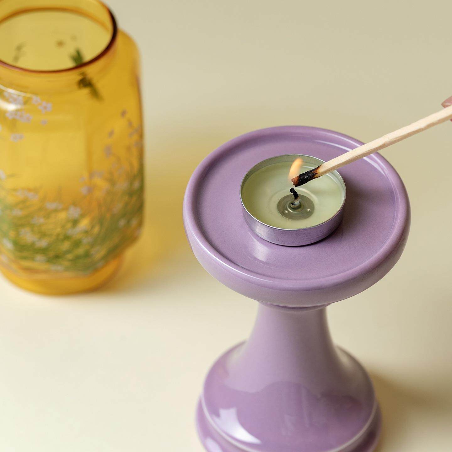 新中式禅意明清烛台故宫红玻璃手绘蜡烛摆件茶室中古风氛围灯