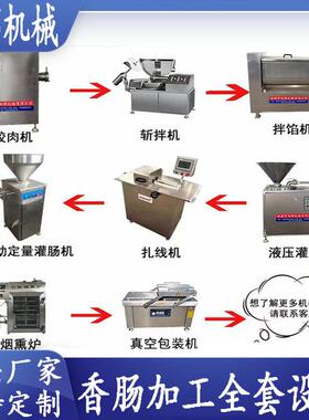 香肠加工生产设备 腊肠加工成套机器 全自动脆皮烤肠全套流水线