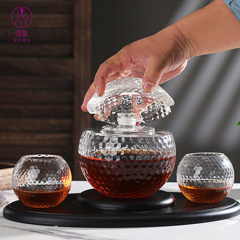 高尔夫球玻璃醒酒器 高硼硅玻璃创意工艺品简约醒酒锤纹酒瓶组