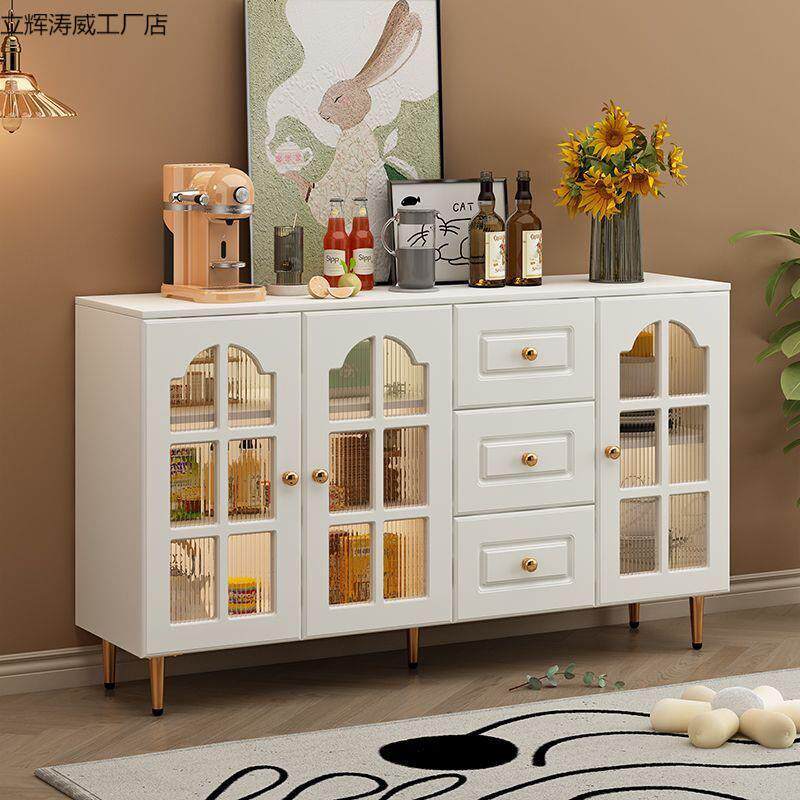 玻璃门餐边边柜家用实木客厅欧式储物柜现代简约厨房碗柜收纳