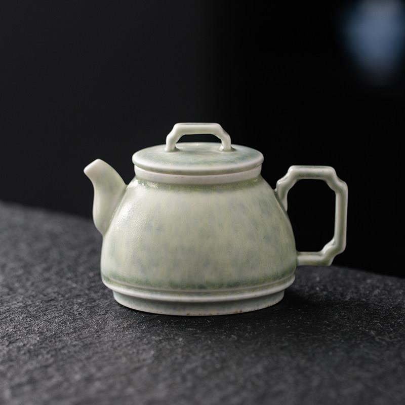 茶壶手工功夫茶具单壶陶瓷浅绿茶壶家用覆古泡茶壶钧窑茶壶215ml