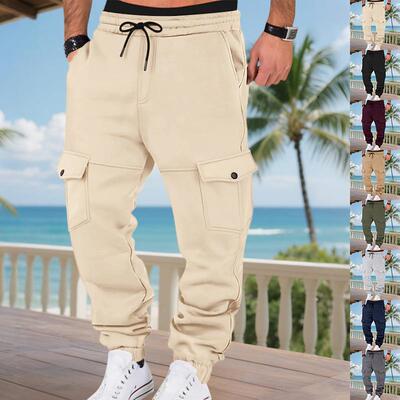 Men Casual Tactical Pants Drawstring Pockets Lightweight