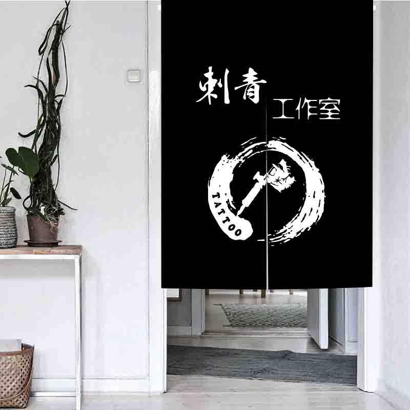 门帘创意刺青店装饰纹身工作室遮挡隔断窗窗帘日式挂帘纹绣帘半帘