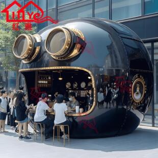 玻璃钢雕塑热门打卡头盔咖啡屋奶茶屋大型模型外壳美陈摆件景观