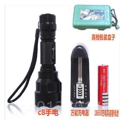 高档8行D车灯T6调焦前灯充电CQ5强光手电筒LE骑行家用户外自超亮