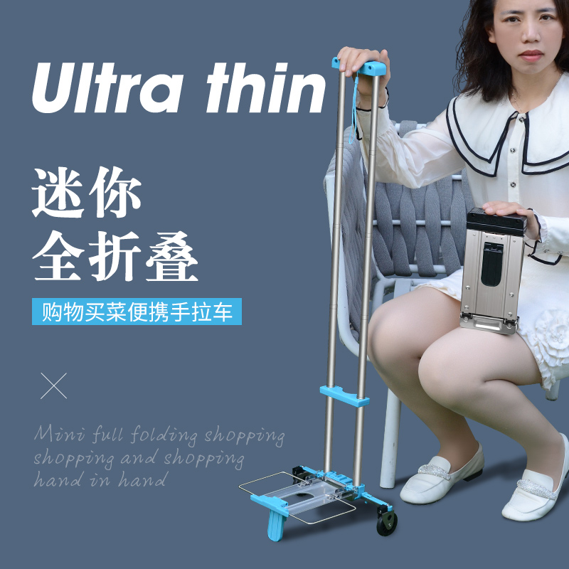 可折叠便携手拉车购物买菜迷你小拉车超小家用拉货拖车行李拉杆车