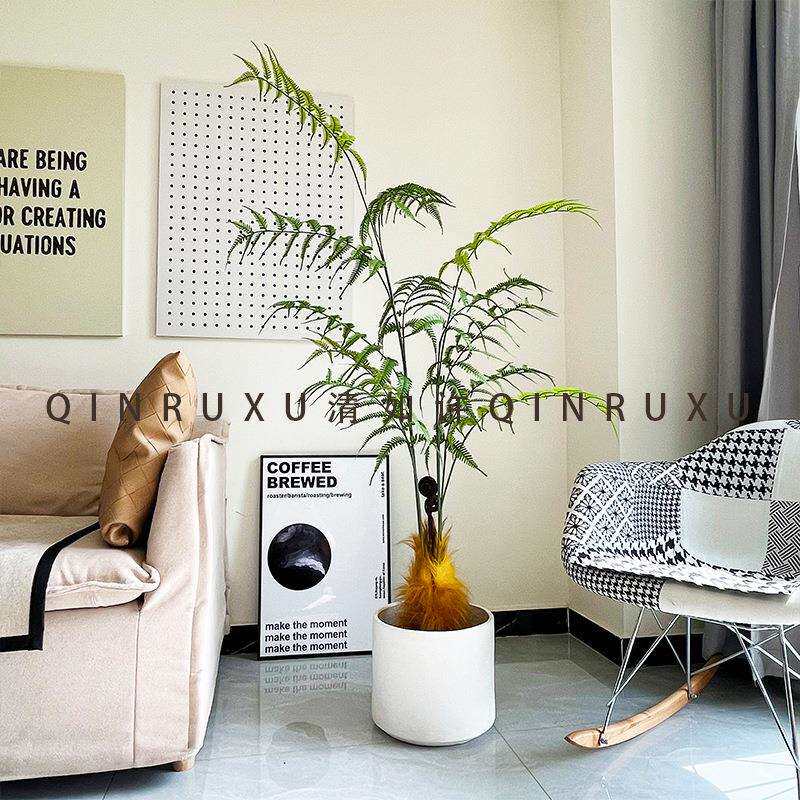 仿真猴头蕨金毛狗蕨波斯假橱树室摆内植落地绿植轻12片大波奢件窗