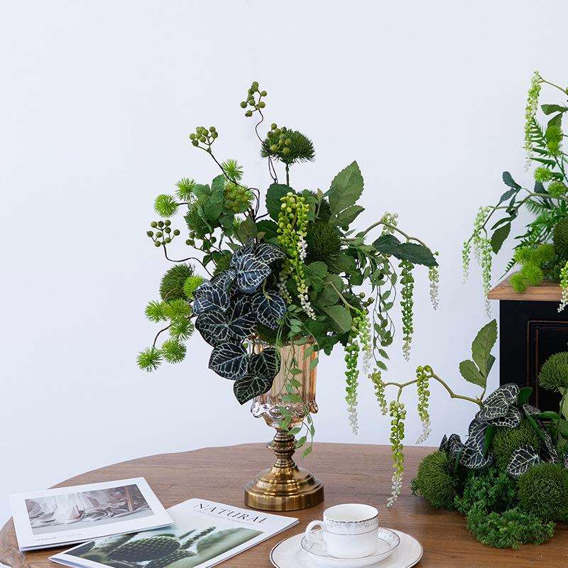 森系仿真绿植桌花壁炉花艺装饰假花 餐厅商业美陈布置摄影道具花