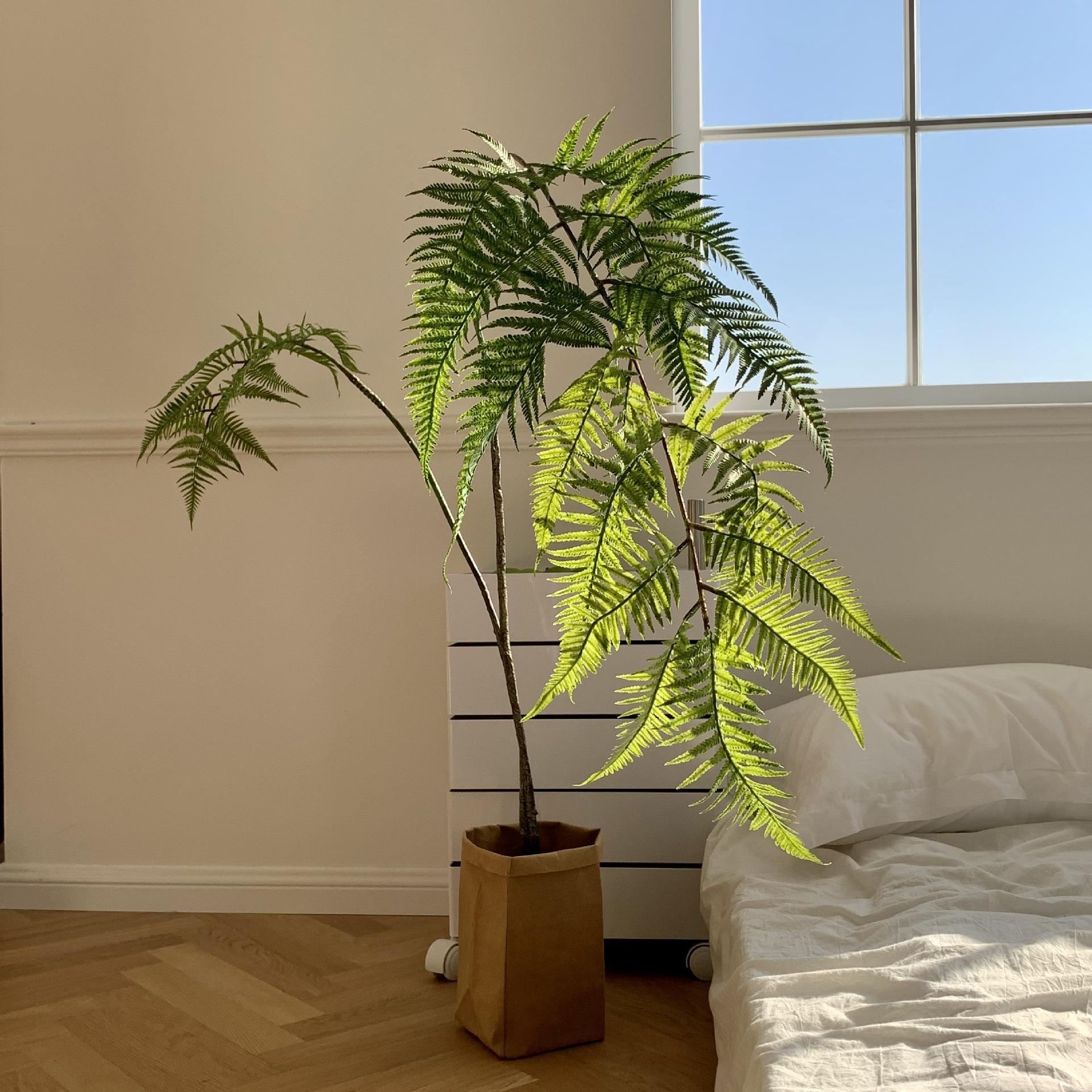 楼夏家仿真绿植金丝猴头蕨室内橱窗假植物摆件日式网红禅意盆景