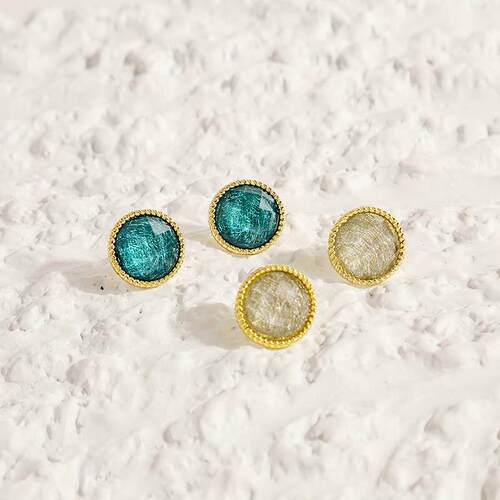 925 Silver Needle Blue Grey Gemstone Earrings Simple Persona