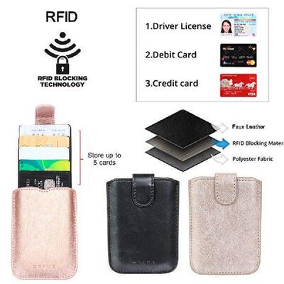 1Pc Hot Fashion Phone Wallet Case 5 Card Pockets Stick On