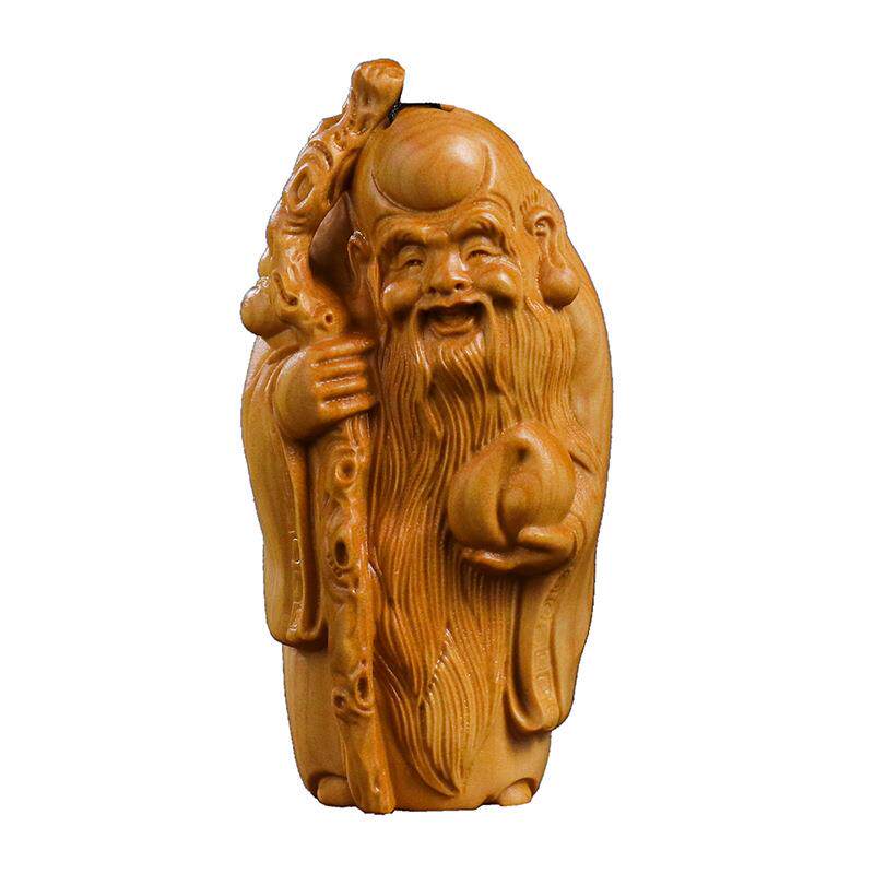 黄杨木雕中式文玩手把件寿星家居木质摆件送老人祝寿生日收藏礼品