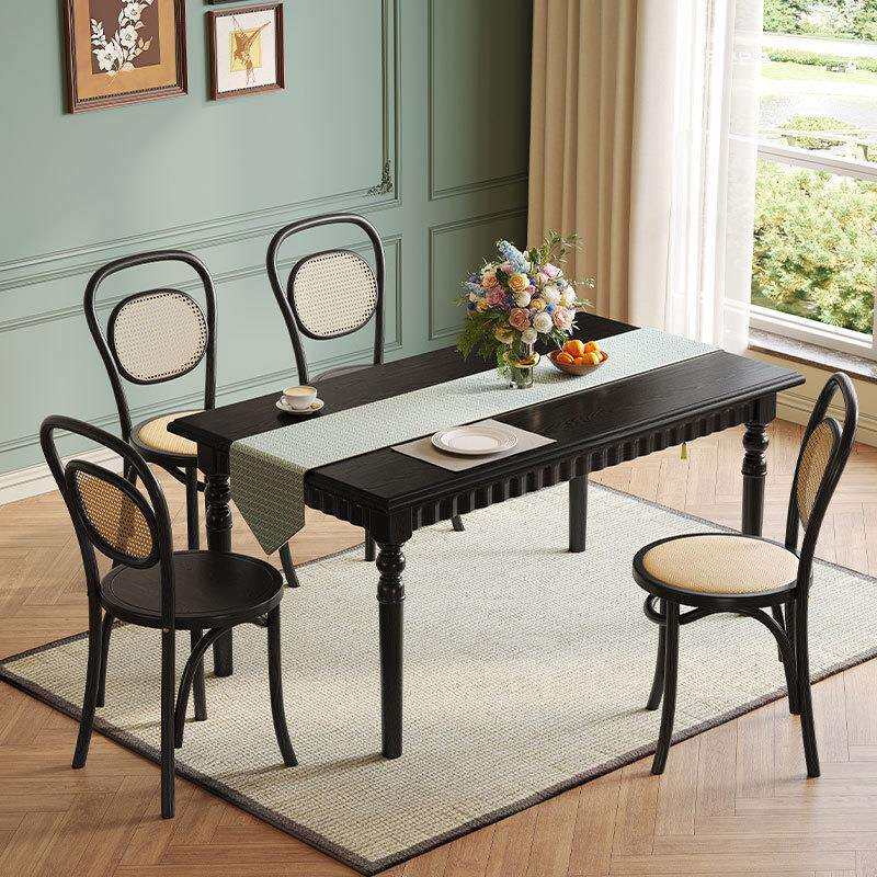 复古长方形餐桌实木西餐桌椅组合小户型白蜡木餐桌椅全实木胡桃色