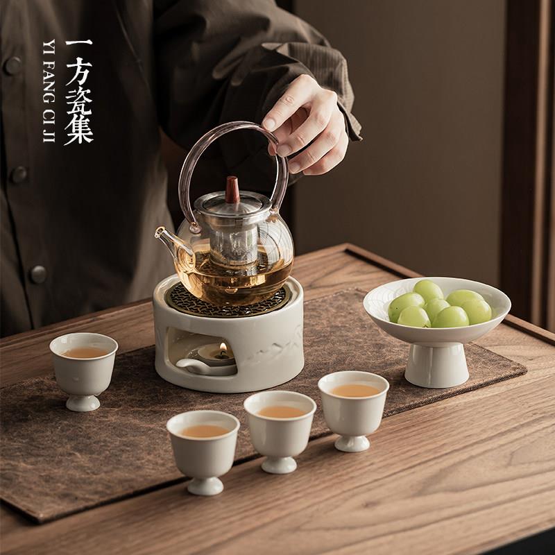 高硼硅玻璃茶壶蜡烛加热温泡茶炉套装陶瓷功夫茶具提梁壶煮茶壶茶