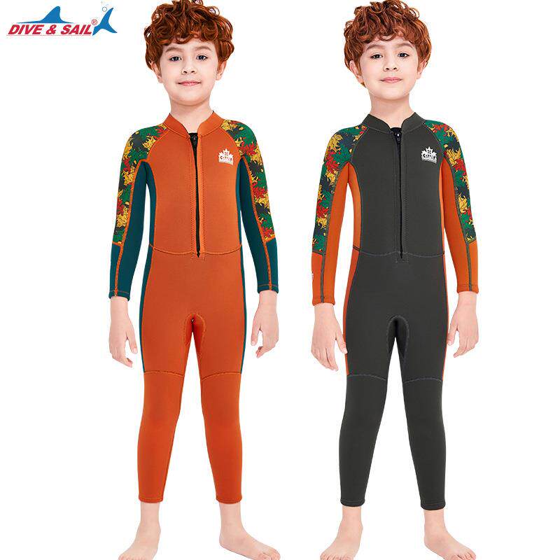DIVE&SAIL儿童潜水服2.5mm加厚保暖泳衣连体长袖中小童防寒冬泳衣