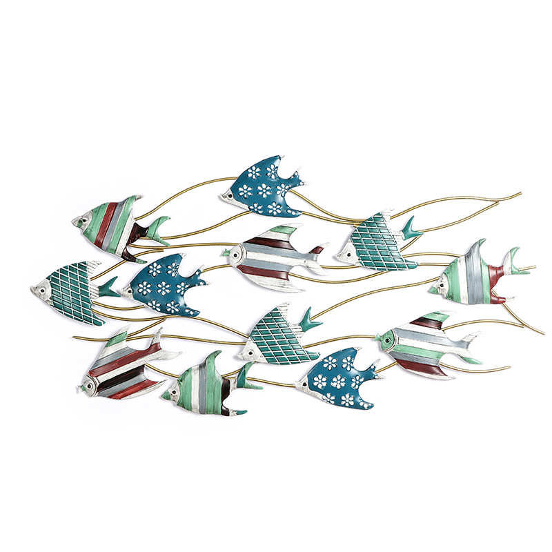 地中海复古墙面装饰品铁艺壁饰海洋鱼壁挂件创意家居背景墙壁挂饰