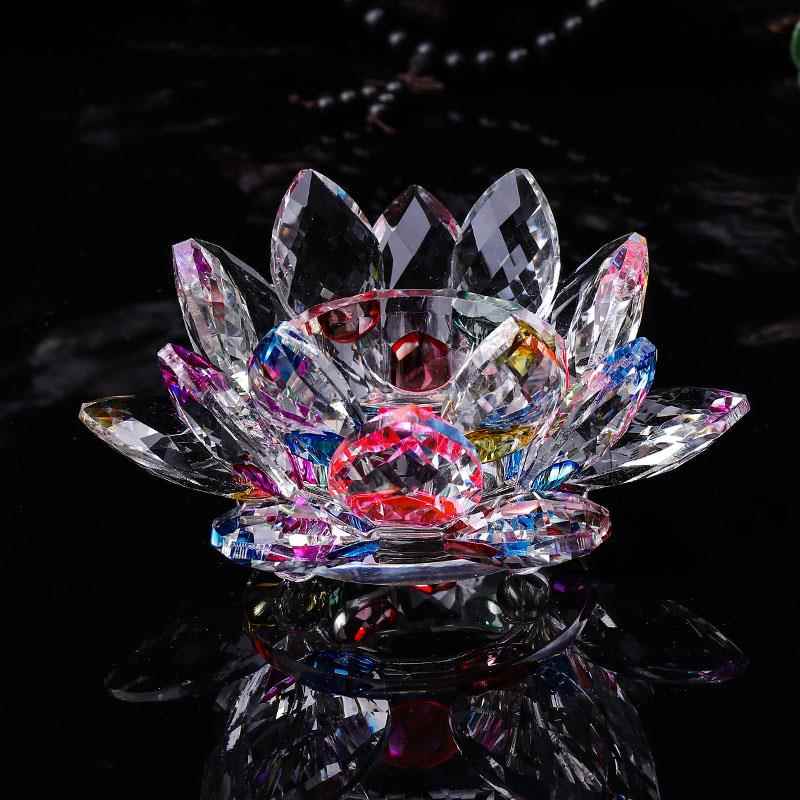水晶玻璃莲花摆件家居饰品 客厅 卧室 家里水晶工艺品摆件莲花
