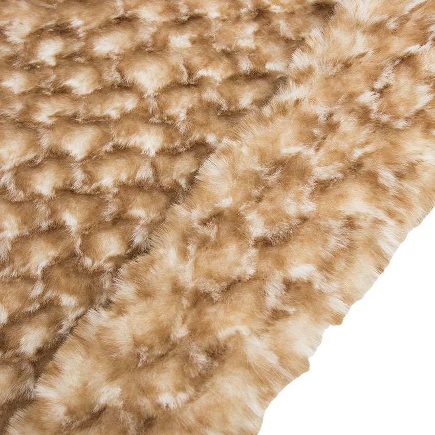 布料纹纺云双色现货时装鱼鳞家兔毛面料大朵花剪兔毛