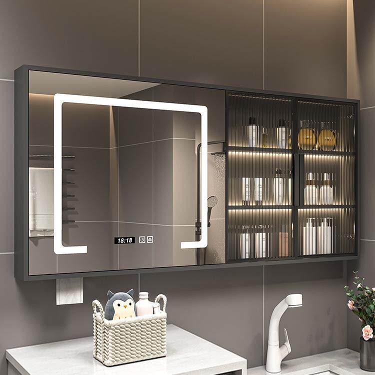智能浴室镜柜单独定制挂墙式带灯除雾卫生间梳妆镜子带置物架收