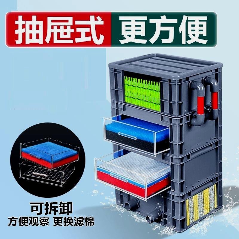 鱼缸过滤器干湿分离周转箱鱼池过滤箱户外沼泽净水循环系统滴流盒