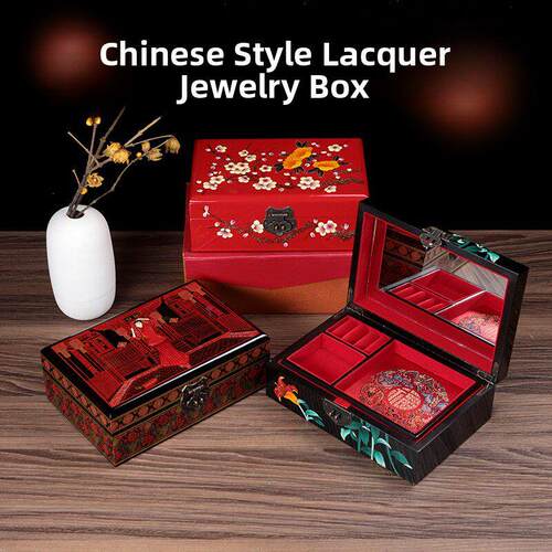 采购产品中国风格礼品，漆器木制首饰盒，收纳盒，化妆盒，婚礼礼