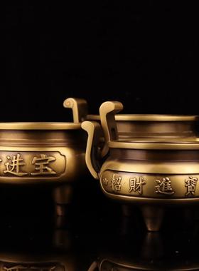 三足高腿官帽耳炉 宫廷古文雕刻香炉双耳金属香炉线香香炉