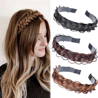 Women Hair Band Fishbone Braid Lazy Wig Twist Braid Headband