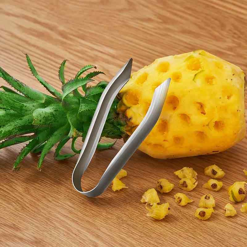 加厚砂光手抛不锈钢水果削皮刀菠萝削皮专用工具去眼夹子去籽起钉
