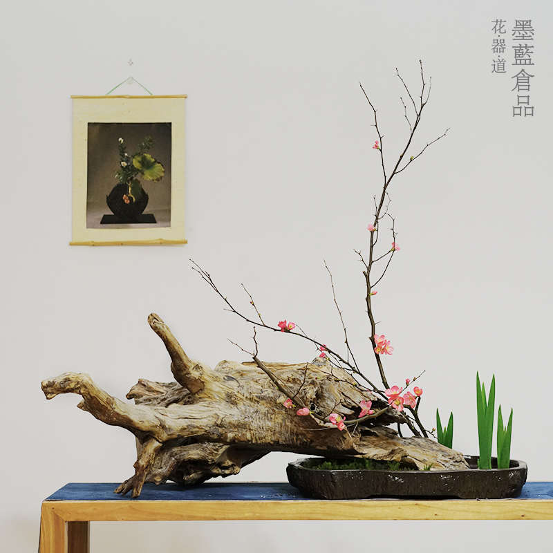 沉木枯木插花摆件特大天然树根木雕杜鹃禅意复古景观木