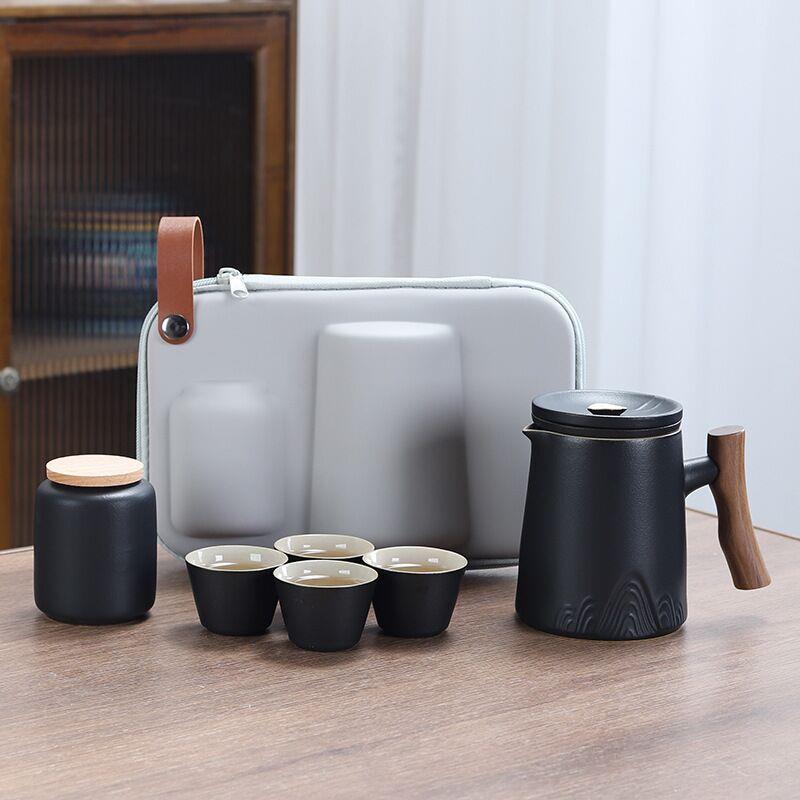 旅行茶具功夫泡茶壶小茶杯一壶四杯陶瓷快客杯收纳茶礼旅行便携