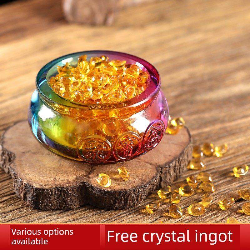 水晶彩聚宝盆家居客厅摆件装饰礼品如意元宝入口办公室开幕礼品,节庆用品/礼品,节日装扮用品,淘宝优惠券,粉丝福利购,淘宝优惠卷