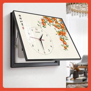饰画表带钟表款 电时箱装 弱电箱遮挡钟免打孔开新 新中式 ?Fh