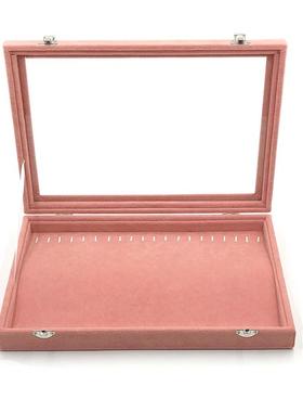 高档新的粉炼红色冰花首饰盒盒首盒饰耳环支架耳环戒指项手镯珠宝