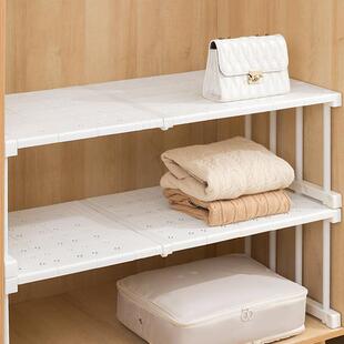 衣柜分层隔板长伸缩收纳架置物架柜子分层架橱柜收纳空间利用