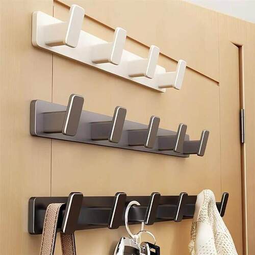 Coat Hook Wall Rack Hanger - Black Coat Rack with 5 Hooks Wa