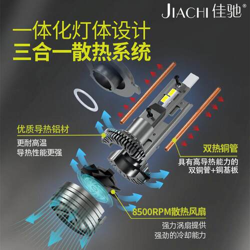 汽车led双铜管大灯H4/H7/9006/9005解码前照灯功率带风扇一盒