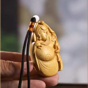 黄杨木雕武财神关公木质财手把件男士文玩新中式汽车挂件收藏品