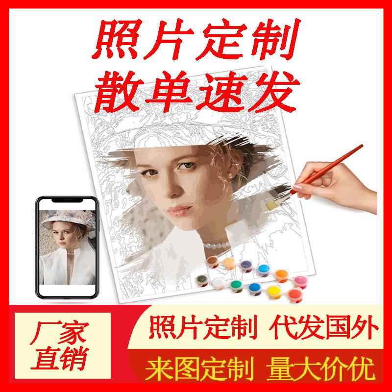 厂家直销diy油画数字油画定手绘油画制照片装饰画跨境