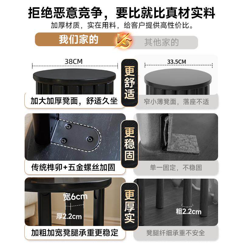 实木凳子用叠放圆凳家用叠叠乐客可厅板凳RF-HD567组合子凳餐厅备